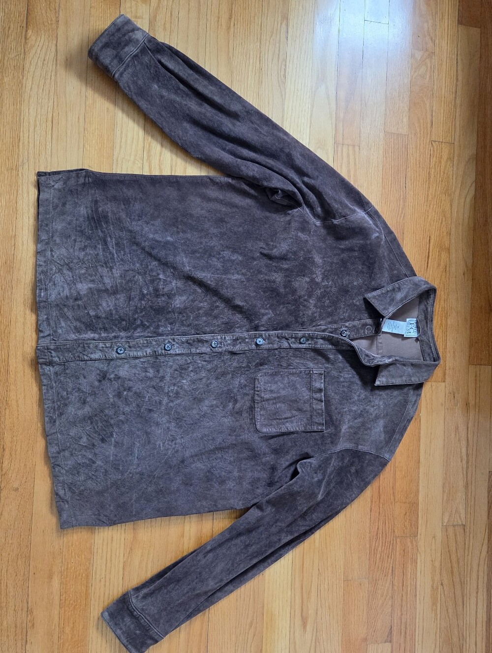 Suede Leather shacket men's XL Button-up Brown Field Gear Fallcore
